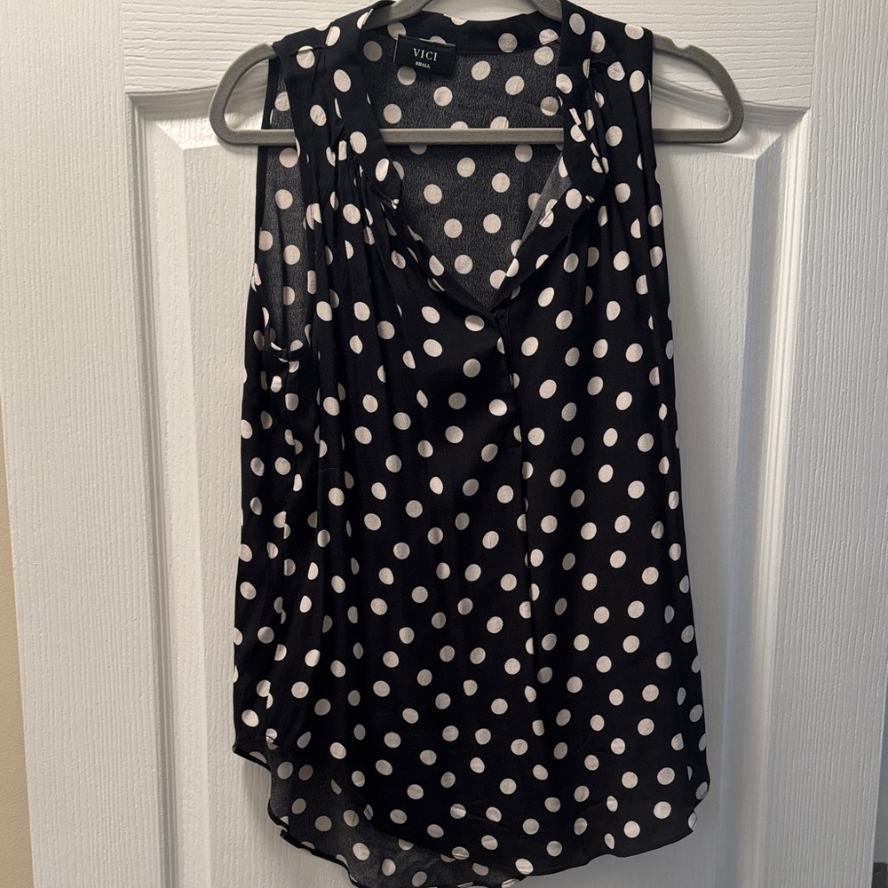 VICI Black and White Polka Dot Sleeveless Camisole